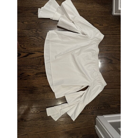 Endless Rose Blouse Womens Medium Tiered Ruffled Sleeve Off the Shoulder‎ White - Picture 4 of 10